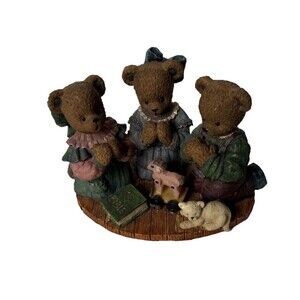 Young Berry Hill Bears Resin Figurines 1997 Matthew 18:20 Bears in Prayer VTG